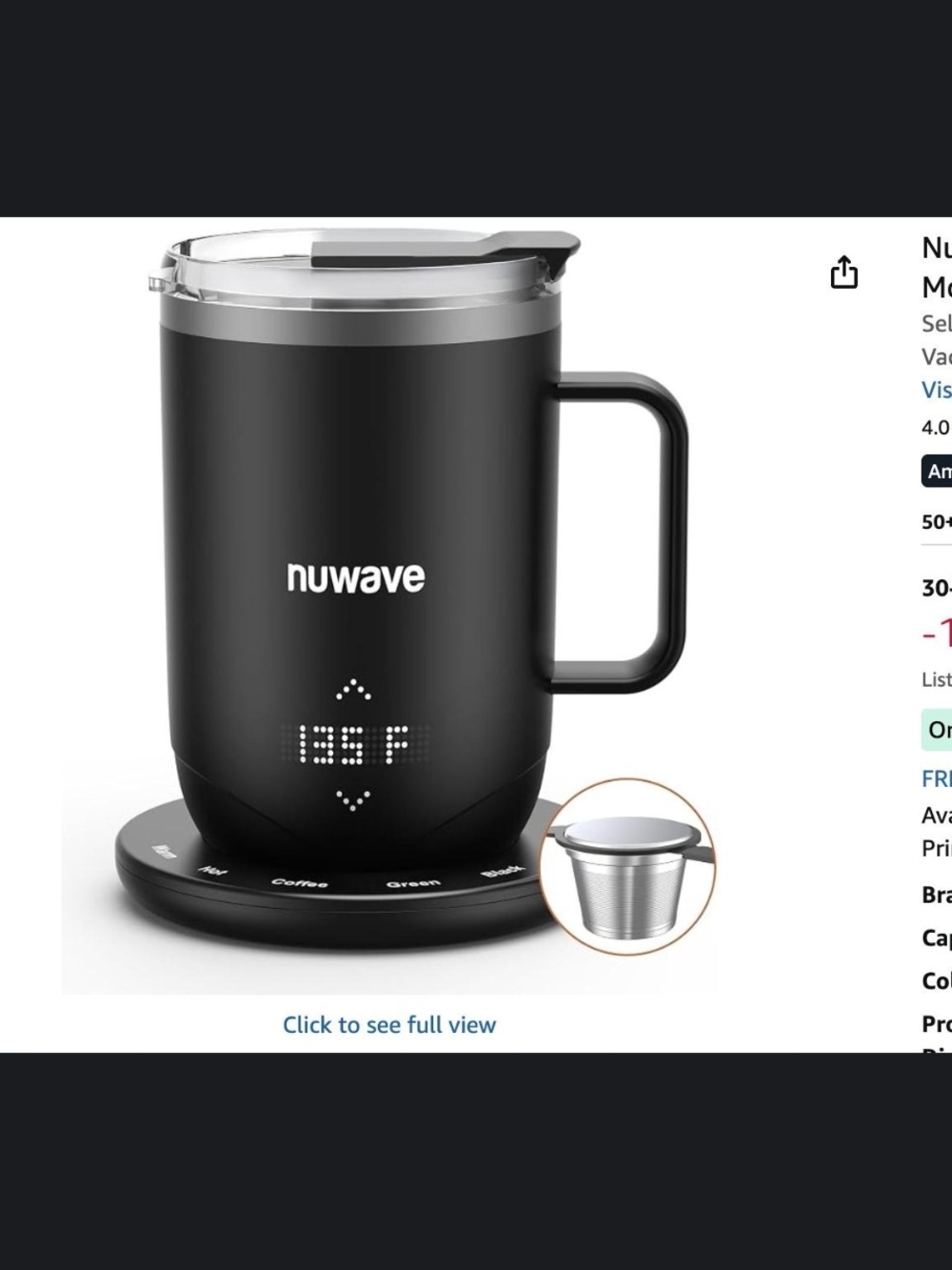 Nuwave Black Temperature-Controlled Travel Mug